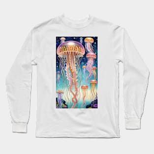 Submerged Symphony: Inspired Jellyfish Illustration Long Sleeve T-Shirt